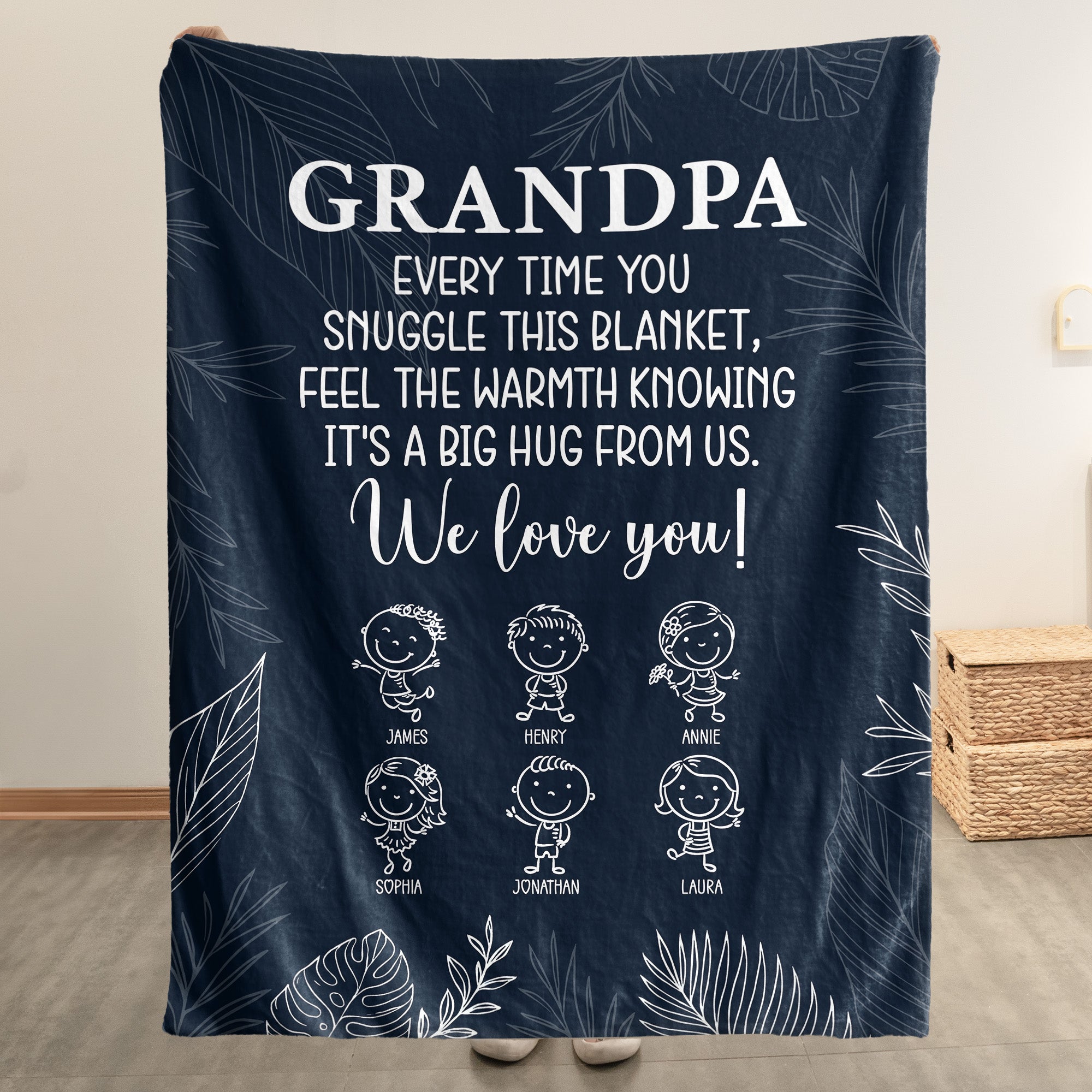 Grandpa From Doodle Grandkids - Personalized Blanket Big Size