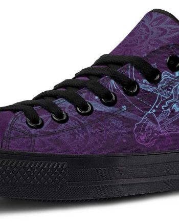 Unicorn Tattoo Black Low Top Sneakers - Edgy Graphic Footwear