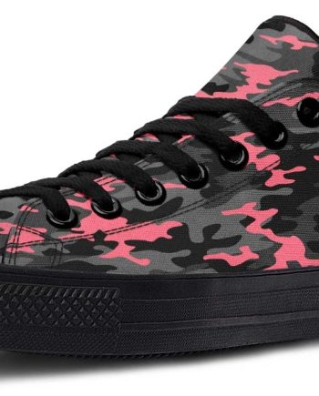 Dark Pink Camo Low-Top White Sneakers - Stylish & Vibrant