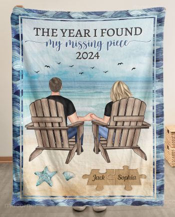 The Year I Found My Missing Piece Couple Gift - Personalized Blanket Big Size