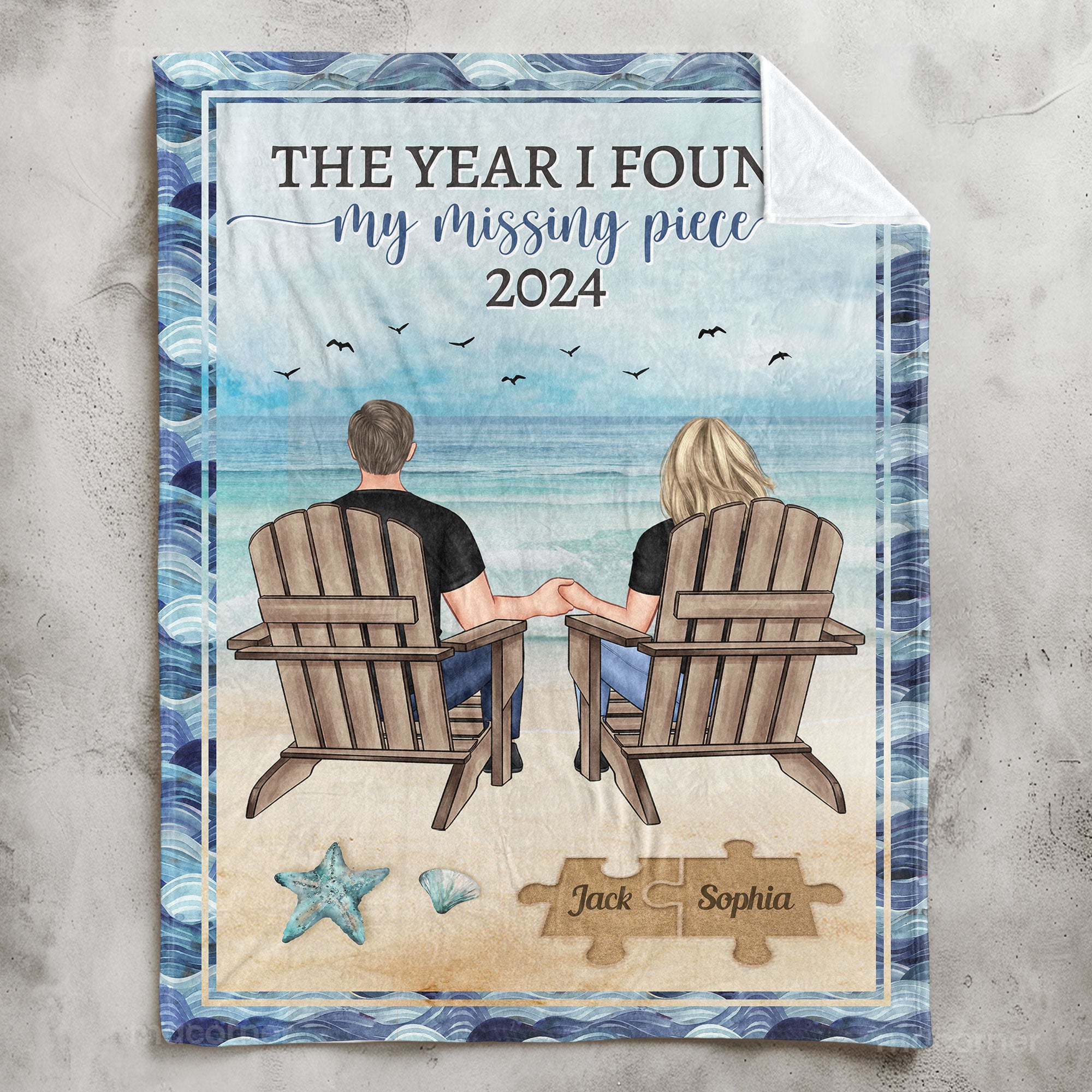 The Year I Found My Missing Piece Couple Gift - Personalized Blanket Big Size