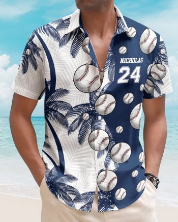 Baseball Lovers Custom Name And Number - Personalized Hawaiian Shirt