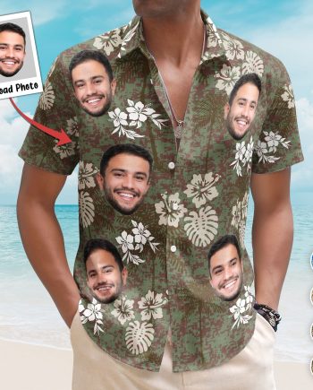 Camo Tropical Beach Pattern Hawaii Aloha Shirts - Custom Photo Hawaiian Shirts