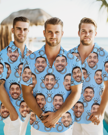 Custom Funny Face Wedding Bachelor Party - Custom Photo Hawaiian Shirt