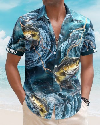 Fishing Bass Fish Types Whirlpool Ocean Aloha Shirts For Men - Custom Hawaiian Shirts