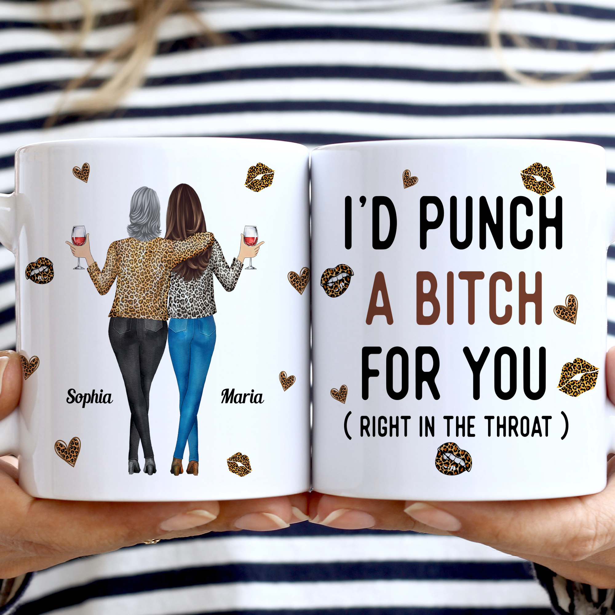Funny Mug - I'd Punch A Bitch For You - Gifts For Friends, Couple, Coworker - Personalized Mug