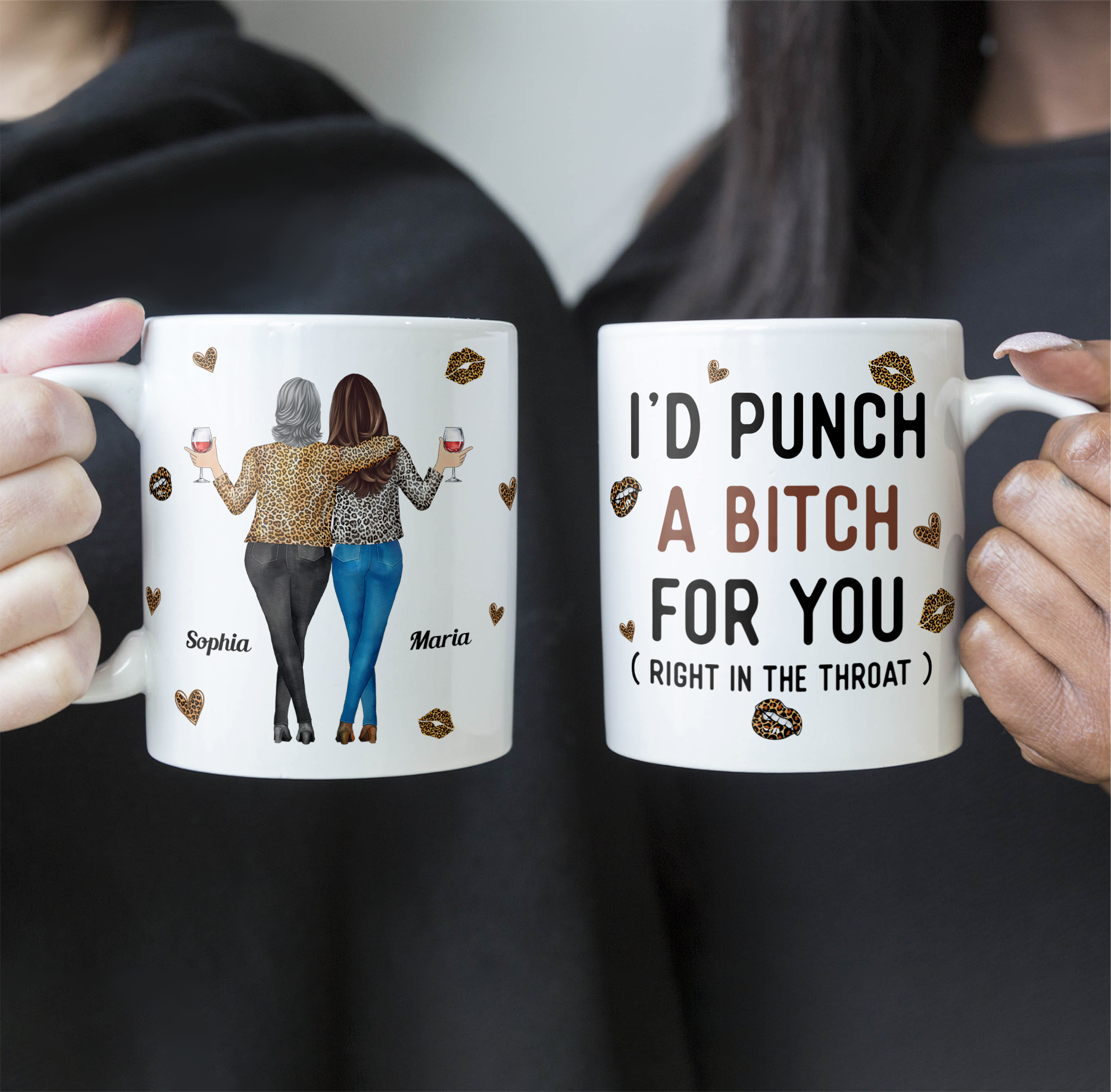 Funny Mug - I'd Punch A Bitch For You - Gifts For Friends, Couple, Coworker - Personalized Mug