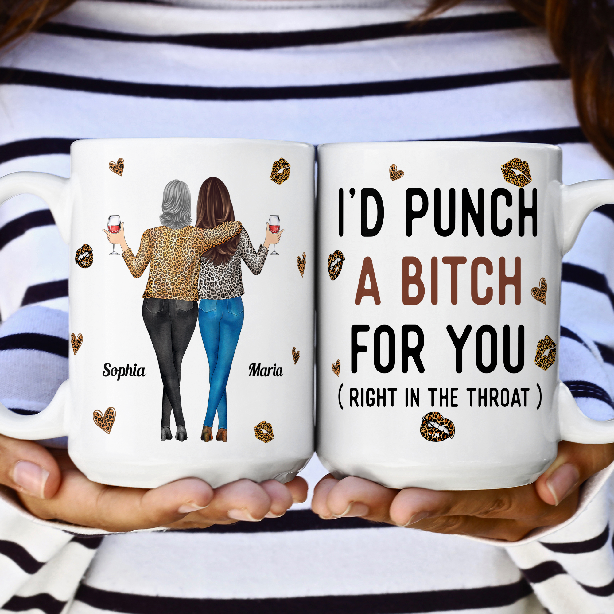 Funny Mug - I'd Punch A Bitch For You - Gifts For Friends, Couple, Coworker - Personalized Mug