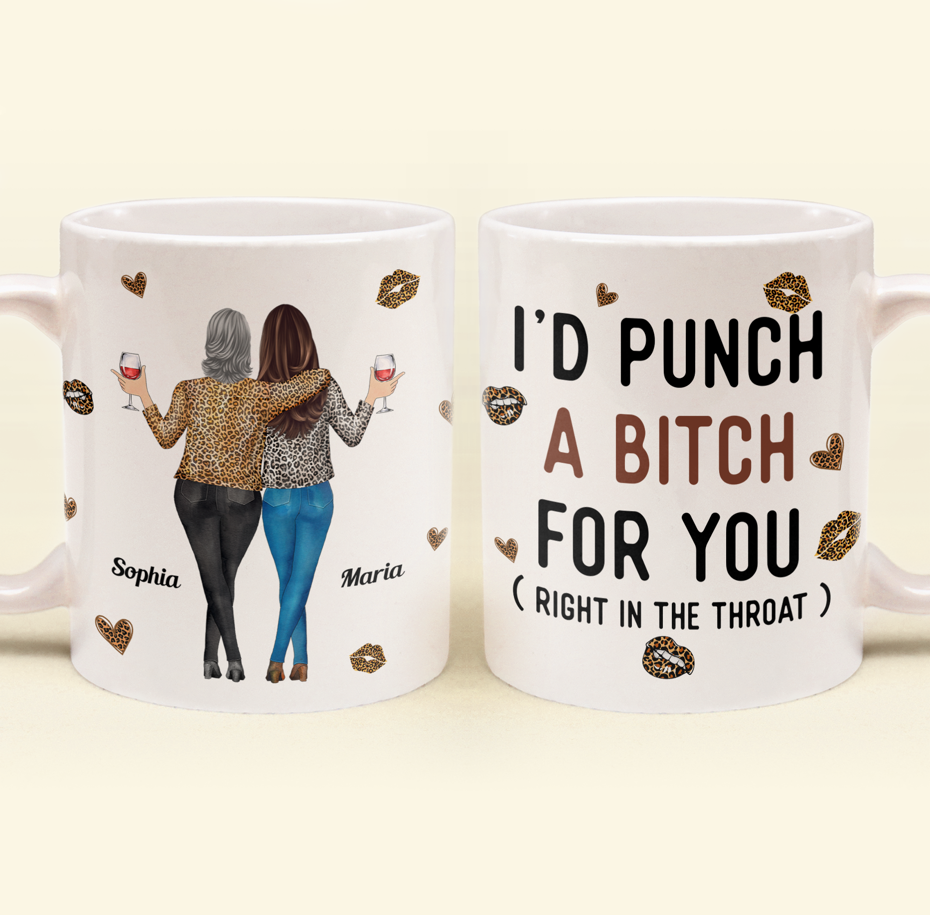 Funny Mug - I'd Punch A Bitch For You - Gifts For Friends, Couple, Coworker - Personalized Mug