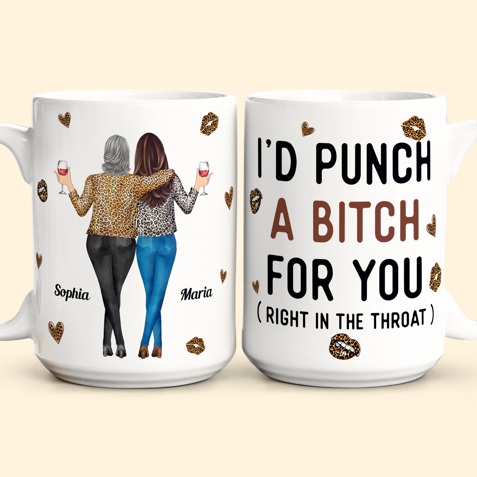 Funny Mug - I'd Punch A Bitch For You - Gifts For Friends, Couple, Coworker - Personalized Mug