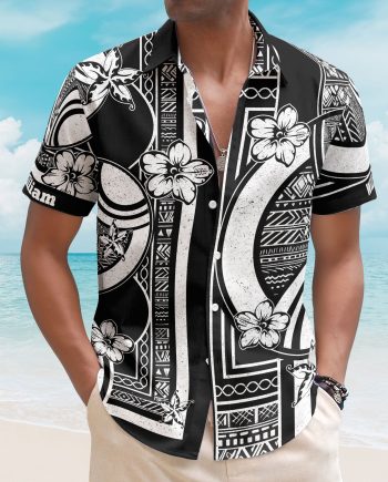 Kapa Hawaiian Pattern Vintage Black Aloha Shirts With Name - Custom Hawaiian Shirts