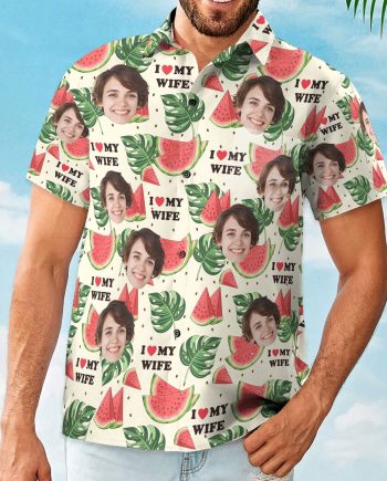 I Love My Wife - Personalized Photo Hawaiian Shirt